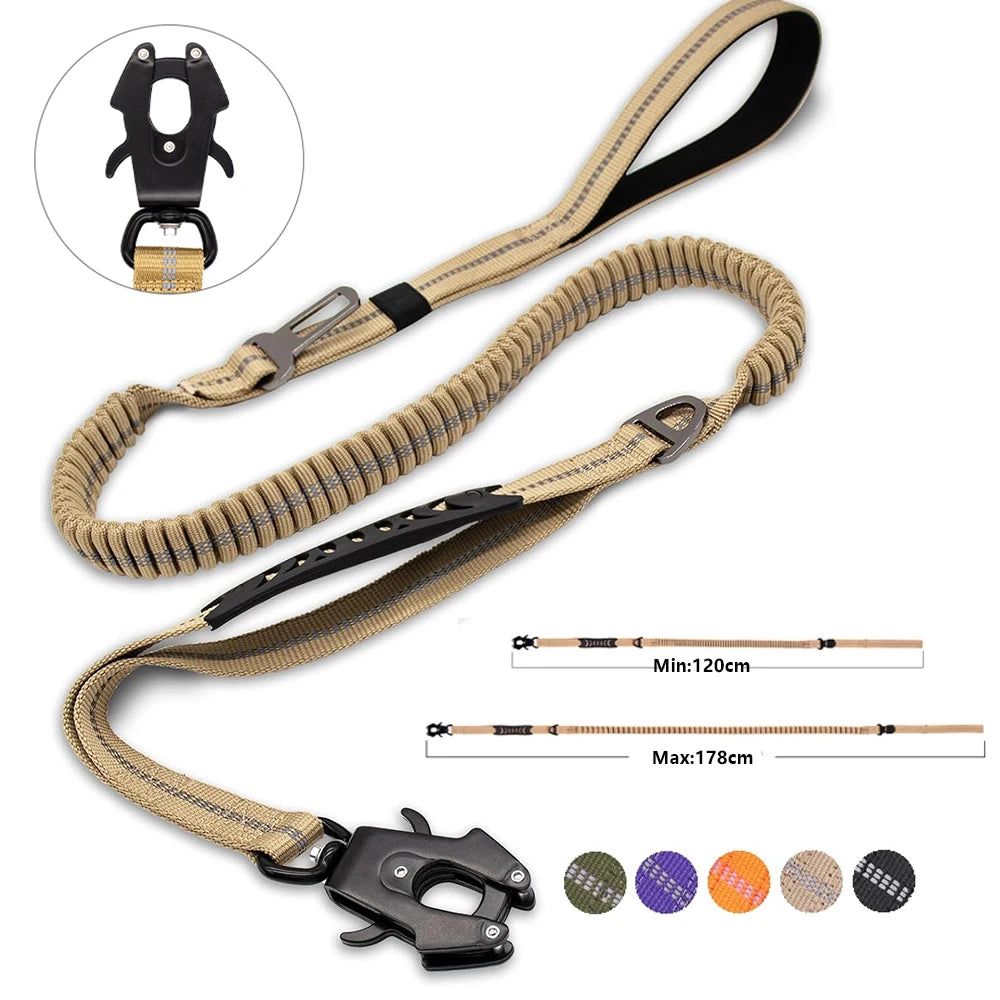 laisse élastique pour chien anti traction réfléchissante
