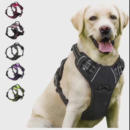 Harnais Anti-Traction Chien - Attache Poitrine Réfléchissant  Poignée